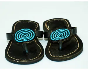 Crafted black leather sandals