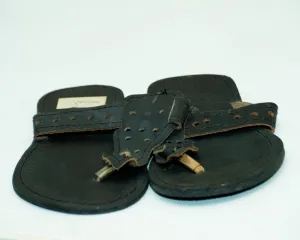Black leather sandals