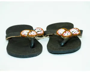 Crafted black leather sandals